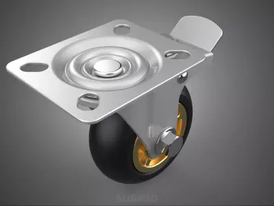 HEAVY DUTY SWIVEL CASTER CASTOR ROLLER WHEEL TIRE BRAKE LOCK IN 3D model