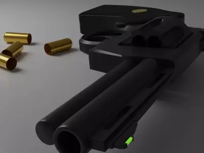 python revolver with bullets Low-poly 3D model
