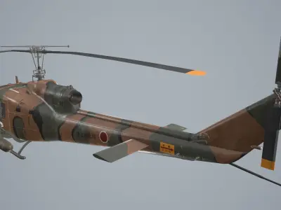 Bell UH-1B JGSDF 2 Basic Animation Low-poly 3D model