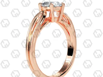 Ring 222 Cushion shape split shank solitaire ring with Gems 3D print model
