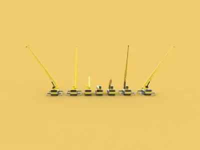 ALL CONFIGURATION MOBILE CRANE TERRAIN CRAWLER LIFTING JIB TRUCK 3D model