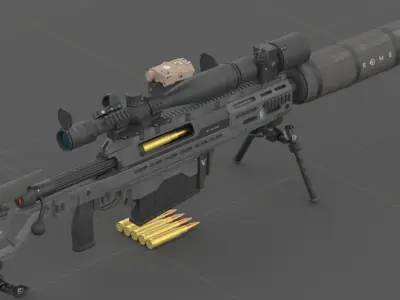 Victrix Corvo CS  - The most compact 50Bmg Rifle Low-poly 3D model