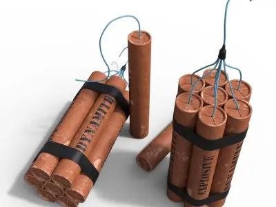 Dynamite three sticks 3D model