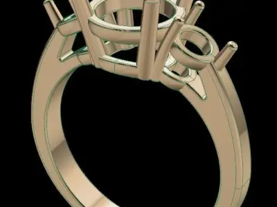 3 STONE ENGAGEMENT RING 3D print model
