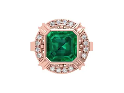 Asscher Art Deco Ring 3D print model 3