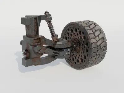 Ofroad wheel and suspension Low poly 3D model Free low-poly 3D model