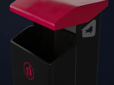 Modern trash can Low-poly 3D model purchase