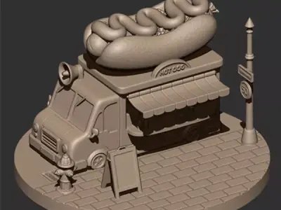 Food Truck Diorama Figure 3D print model
