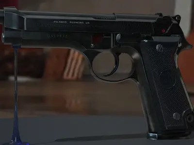 Beretta 92S  Low-poly 3D model Low-poly 3D model