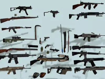 All guns pack and free fire and pubg guns Low-poly 3D model