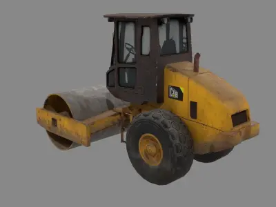 Road roller Low-poly 3D model