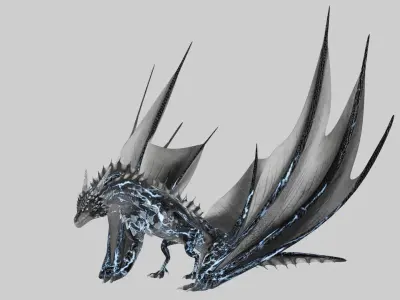 Low Poly Wyvern Dragon Animated Model Low-poly 3D model