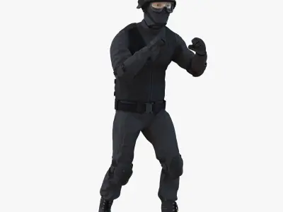 SWAT Man Asian Rigged for Cinema 4D 3D model