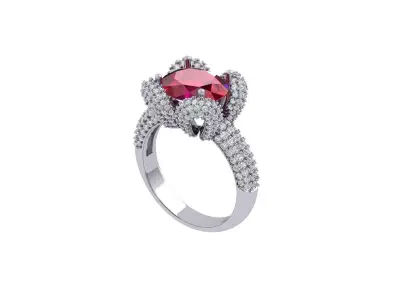 Art Deco Cushion  Ring 3D print model