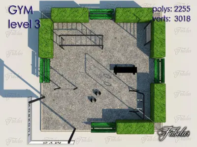 Gym Level Low-poly 3D model 2