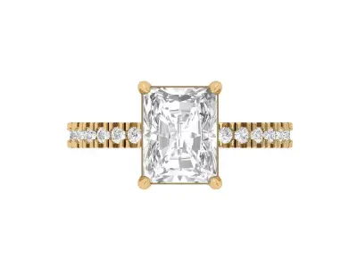 Radiant solitaire Engagement Ring 3D print model