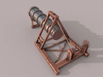 Low poly Stylized Huge Cannon Low-poly 3D model