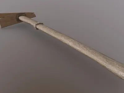Hoe - Wood Low-poly 3D model