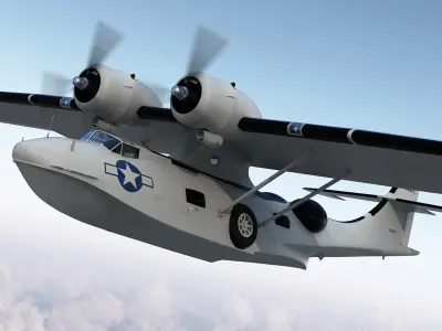 Flying Boat Consolidated PBY Catalina WWII Rigged 3D model