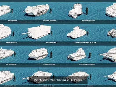20 TANKS BASE MESHES VOL 2 3D Model Pack