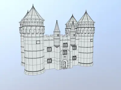 Medieval French Castle Keep Low-poly 3D model