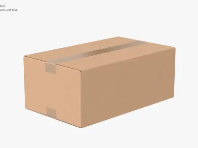 Cardboard Box 50x30x20 Closed 3D model