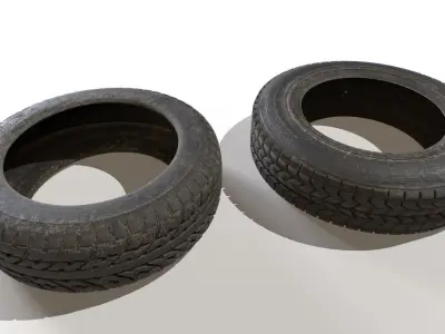 Old Wheel Tires Low-poly 3D model