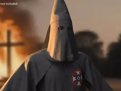 Character Ku Klux Klan in Black Suit and Mask 3D model