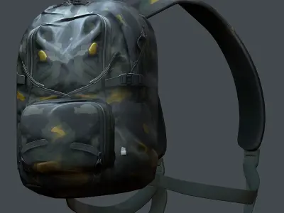 Backpack military combat Black baggage Low-poly  Low-poly 3D model