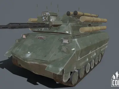 Uran 9 robot Low-poly 3D model