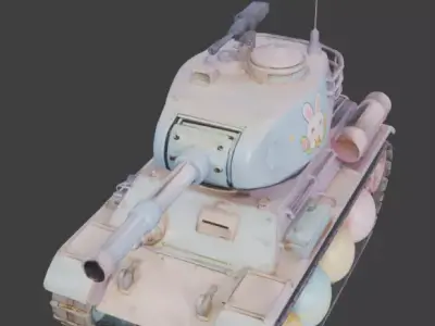 3D EASTER TANK WITH DECORATED EGG WHEELS Low-poly 3D model