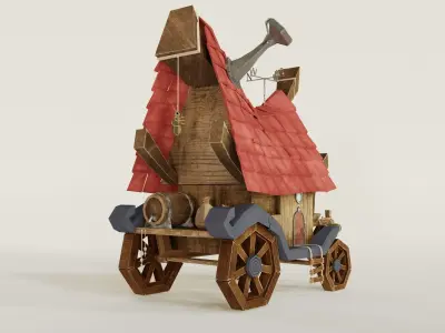 Wooden witch hut low poly 3D model Low-poly 3D model