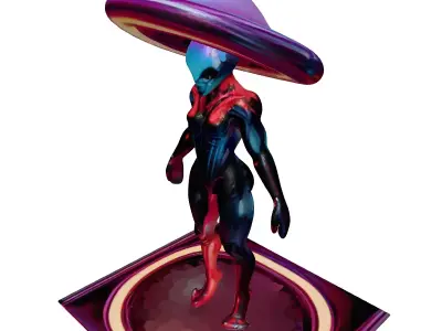 Glowing Neon Alien Device Core 3D model