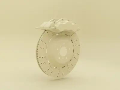 Car brake disc and caliper 3D model