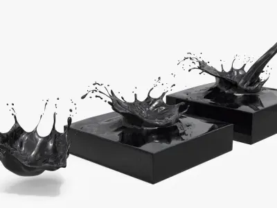 Oil Collision Splash Set of 3 3D model