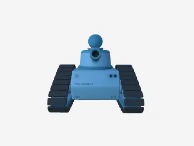 War Tank Cartoon A04 Blue - Military Vehicle Low-poly 3D model