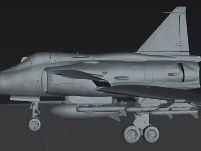Saab AJ 37 Viggen Fighter Jet  Swedish Military Aircraft STL  3D print model