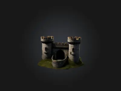 Realistic Castle Wall Model Low-poly 3D model