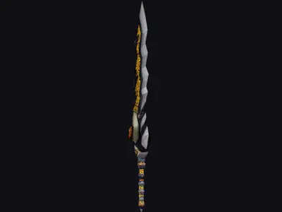 Sword Magical Cutting Fantasy Melee Dagger Iron Blade Saber Gold Low-poly 3D model