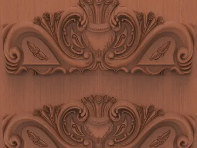 2 antiqe bed carving desing relief format 3D print model