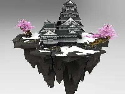 Japanese kingdom flying island 3D model