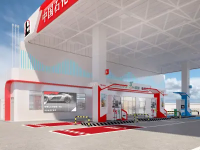gas station Low-poly 3D model 13