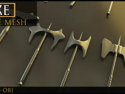 50 Models Of Weapons - Axe - Cold Weapons-Military-UV-Vol 06 Low-poly 3D model
