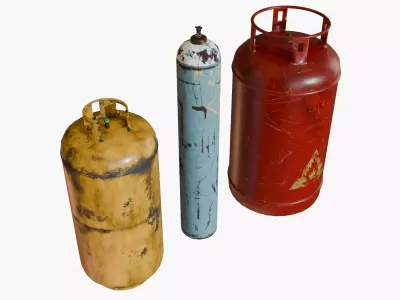 Gas Cylinders Low-poly 3D model