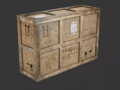 wooden crate PBR 4K Low-poly 3D model 4