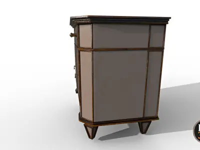 Vintage wood locker-Version-1 Low-poly 3D model
