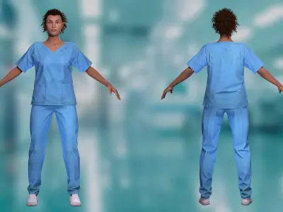 Realistic Healthcare Worker High-Quality 3D Nurse Character Low-poly 3D model
