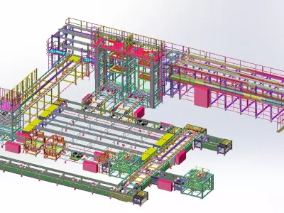 Car delivery final assembly line 3D model