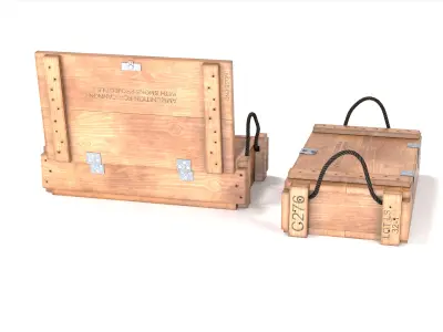Wooden Ammo Box Low-poly 3D model purchase