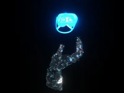 Sci-Fi Hand And VR headset  3D model